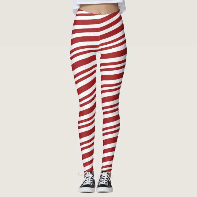 Christmas Candy Cane Holiday Leggings (Front)