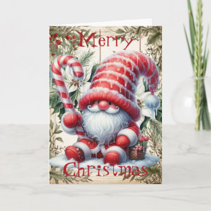 Christmas Candy Cane Icing Gnome Card