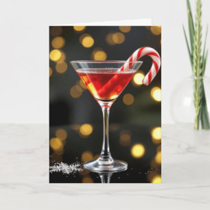Christmas Candy Cane In a Cocktail Card