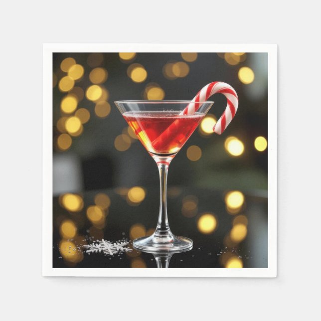 Christmas Candy Cane In a Cocktail Napkin (Front)