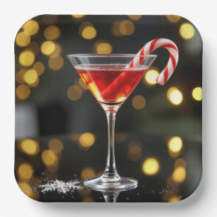 Christmas Candy Cane In a Cocktail Paper Plate