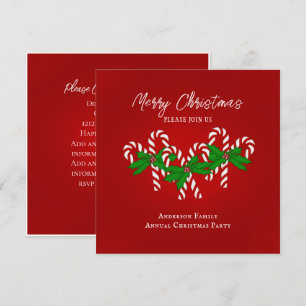 Christmas Candy Cane  Invitation