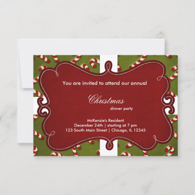 Christmas Candy Cane Invitation (Front)