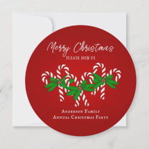 Christmas Candy Cane  Invitation