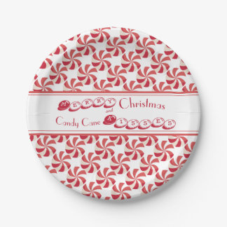 Christmas Candy Cane Kisses and Holiday  Wish Paper Plate