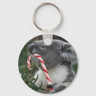 Christmas Candy Cane Koala Key Ring