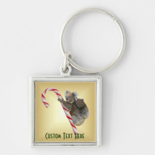 Christmas Candy Cane Koalas Key Ring