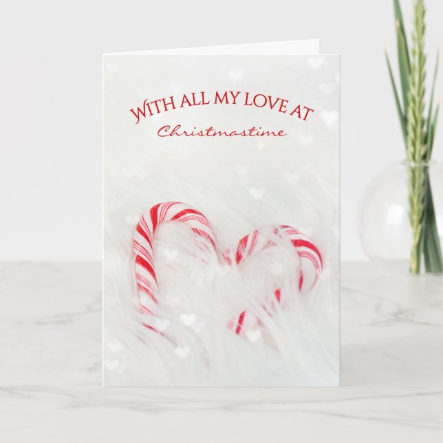 Christmas Candy Cane Love Heart Card (Front)
