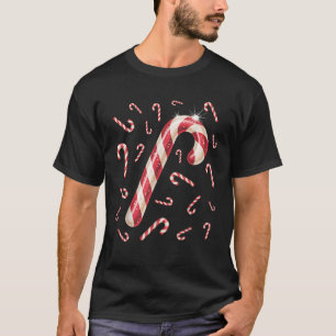 Christmas Candy Cane Merry Bright Red White Candy  T-Shirt