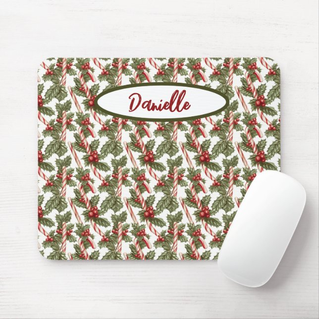 Christmas Candy Cane Mouse Mat (With Mouse)