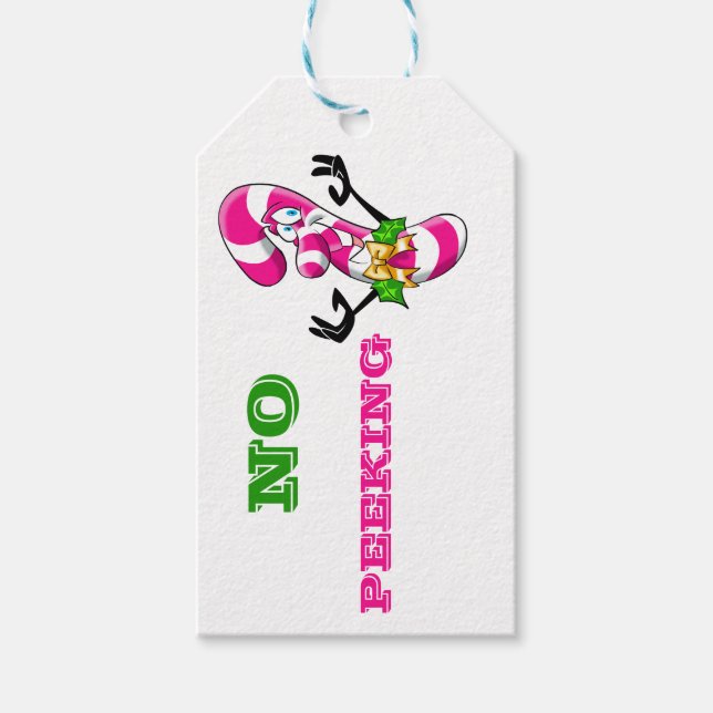 Christmas Candy Cane No Peeking Gift Tag (Front)