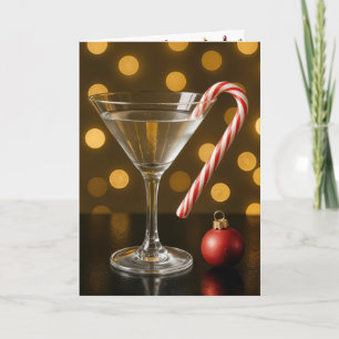 Christmas Candy Cane On a Martini Glass Card
