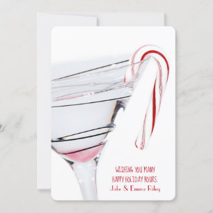 Christmas Candy Cane on Martini Holiday Card