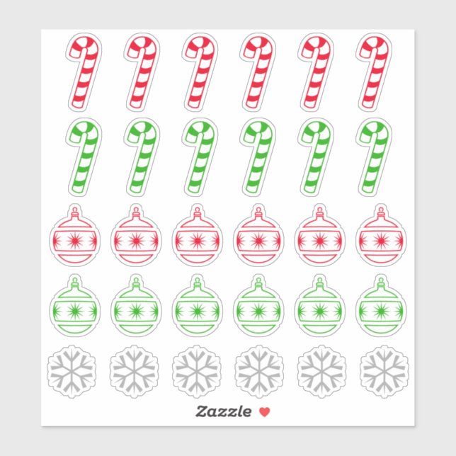 Christmas Candy Cane, Ornament, Snowflake Symbols (Sheet)