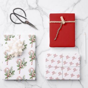 Christmas Candy Cane Packaging Coordinated Wrapping Paper Sheet