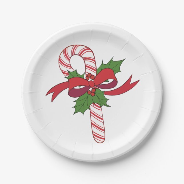 Christmas Candy Cane Paper Plate (Front)