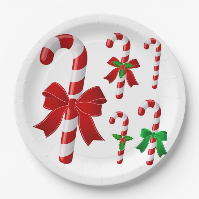 Christmas Candy Cane Paper Plate (Front)