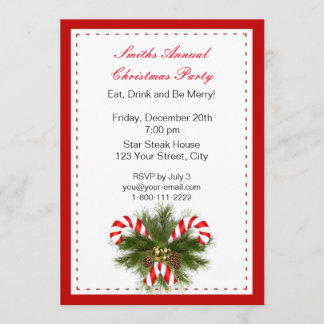 Christmas Candy Cane Party Invitations