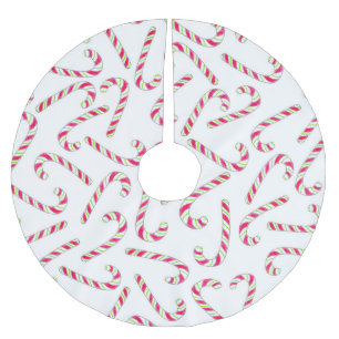 Christmas candy cane pattern brushed polyester tree skirt