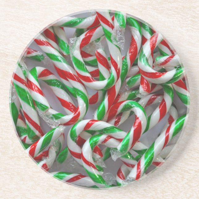 Christmas candy cane pattern coaster (Front)