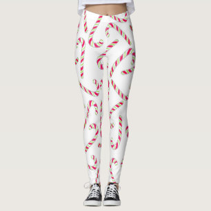 Christmas candy cane pattern leggings
