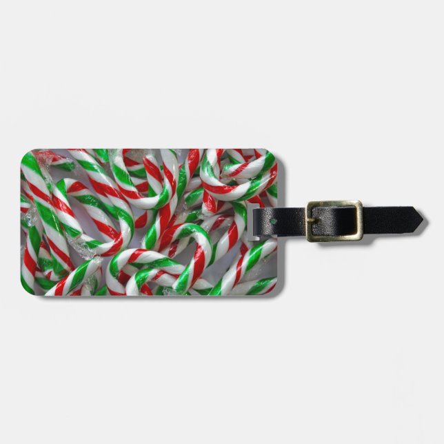 Christmas candy cane pattern luggage tag (Front Horizontal)