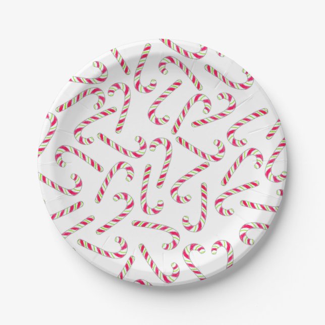 Christmas candy cane pattern paper plate (Front)