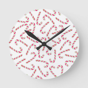 Christmas candy cane pattern round clock