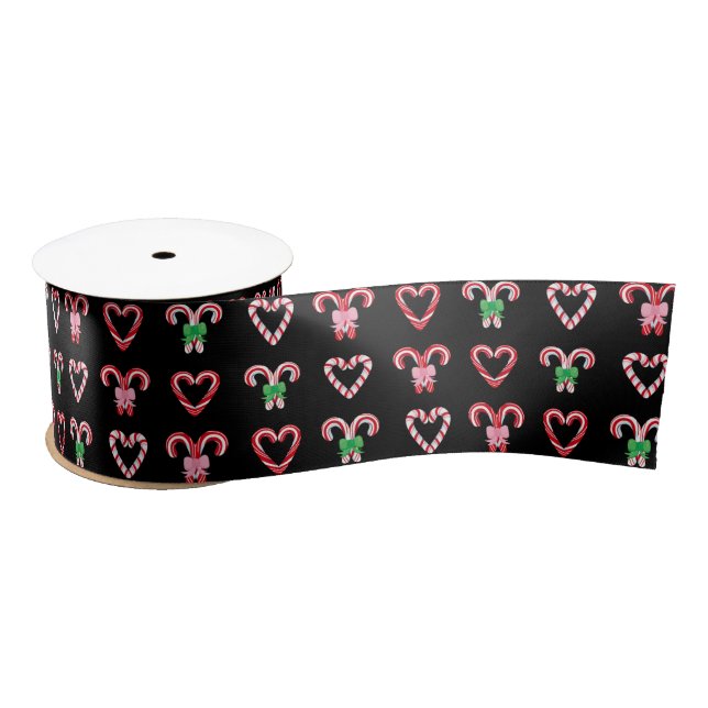 Christmas Candy Cane Pattern Satin Ribbon (Spool)