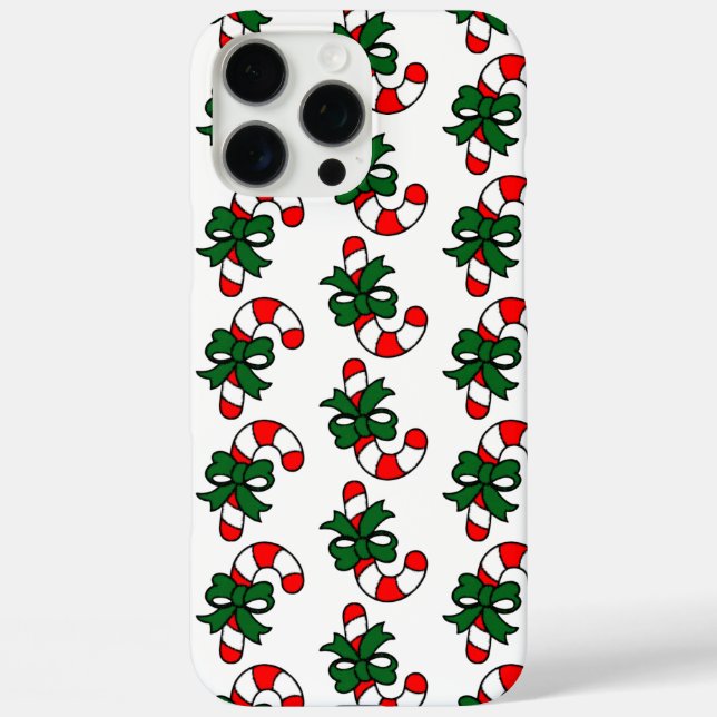 Christmas Candy Cane Pattern with Green Bows Case-Mate iPhone Case (Back)