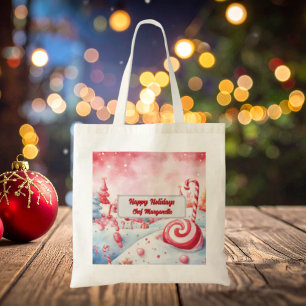 Christmas Candy Cane Personalized Chef Gift Tote Bag