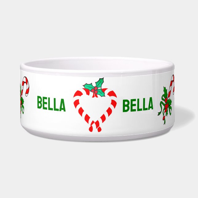 Christmas Candy Cane Pet Food Bowl, Pet Dog, Cat  (Front)