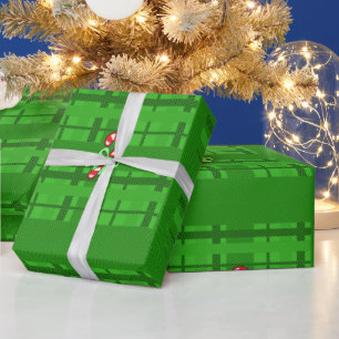 Christmas Candy Cane Plaid Wrapping Paper