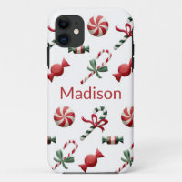 Christmas Candy Cane Red Green Personalised Name