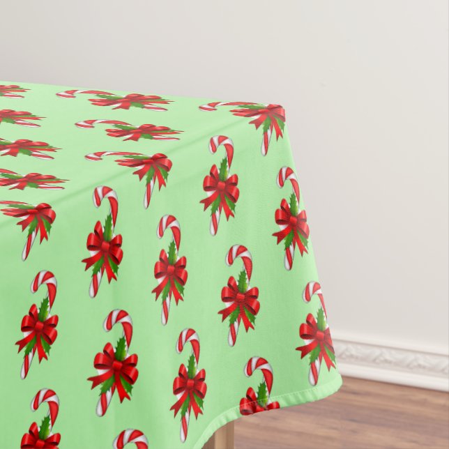 Christmas Candy Cane Red Green  Small  Tablecloth (In Situ)