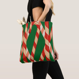 Christmas Candy Cane Red White Vector Design Tote Bag