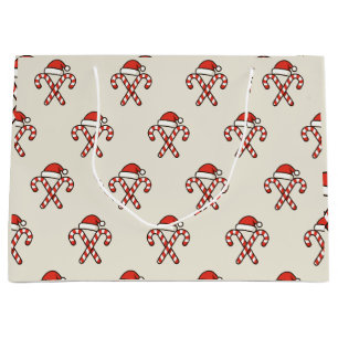 Christmas Candy Cane Santa Gift Bag