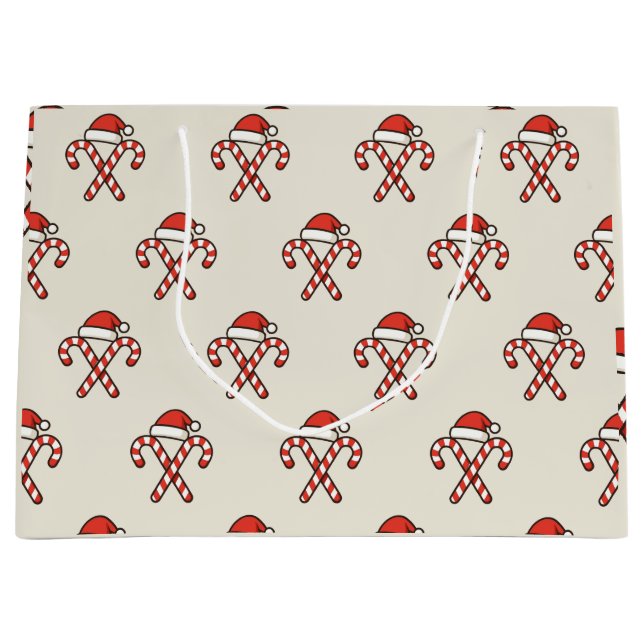 Christmas Candy Cane Santa Gift Bag (Front)