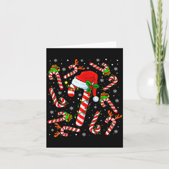 Christmas Candy Cane Santa Hat Reindeer Funny Xmas Card (Front)