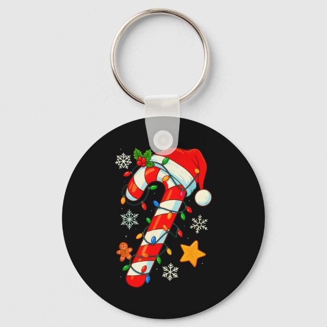 Christmas Candy Cane Santa Hat Xmas Kids Toddler Y Key Ring (Front)