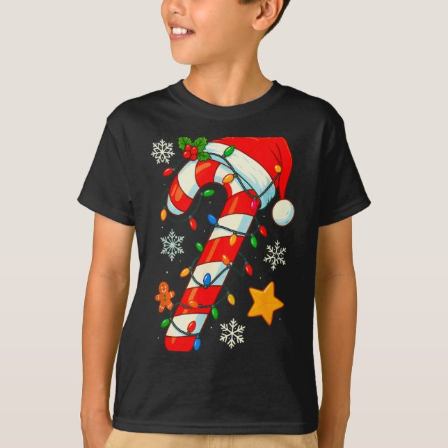 Christmas Candy Cane Santa Hat Xmas Kids Toddler Y T-Shirt (Front)