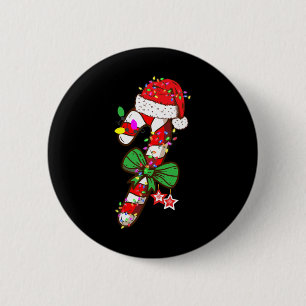 Christmas Candy Cane Santa Hat Xmas Light Kids 6 Cm Round Badge