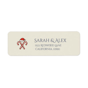 Christmas Candy Cane Santa Return Address Label 