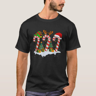 Christmas Candy Cane Santa USA Flag Xmas Kids Wome T-Shirt