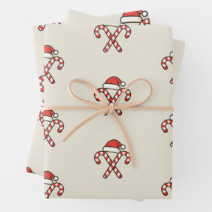 Christmas Candy Cane Santa Wrapping Paper