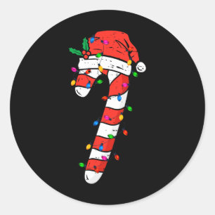 Christmas Candy Cane Santa Xmas Kids Toddler Youth Classic Round Sticker