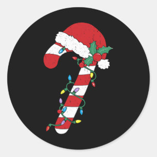 Christmas Candy Cane Santa Xmas Kids Toddler Youth Classic Round Sticker