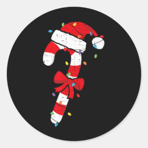 Christmas Candy Cane Santa Xmas Kids Toddler Youth Classic Round Sticker