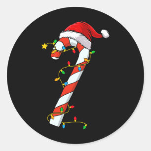 Christmas Candy Cane Santa Xmas Kids Toddler Youth Classic Round Sticker
