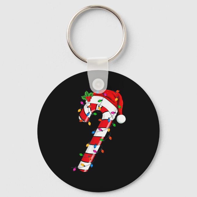 Christmas Candy Cane Santa Xmas Kids Toddler Youth Key Ring (Front)